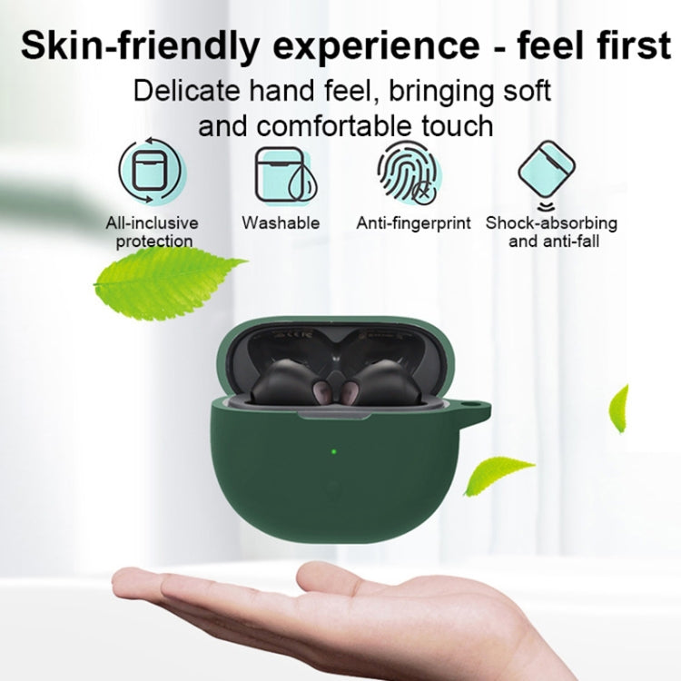 Green silicone earphone case with soft-touch design and anti-fingerprint look