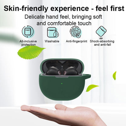 Green silicone earphone case with soft-touch design and anti-fingerprint look