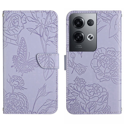 Lavender embossed butterfly flip leather phone case with camera-cutout detail