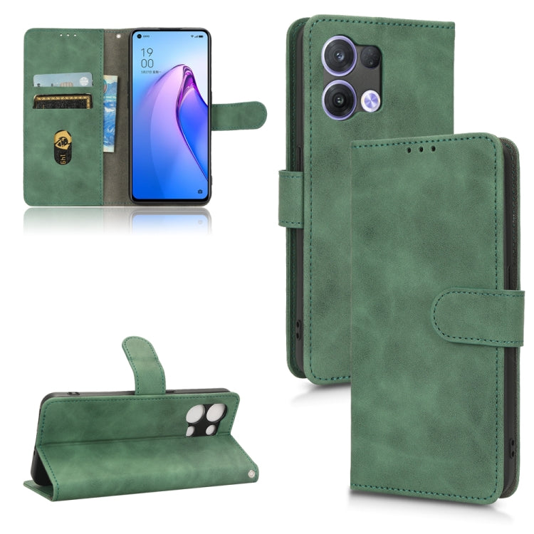Green leather flip wallet phone case with magnetic closure and card slots
