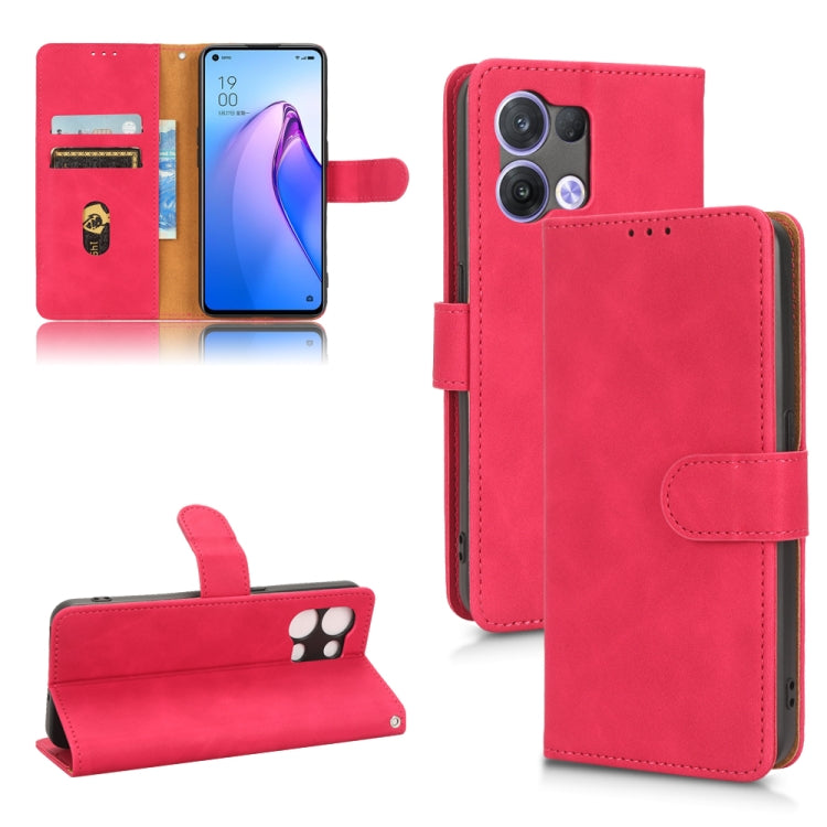Rose red leather flip wallet phone case with magnetic closure and card slots
