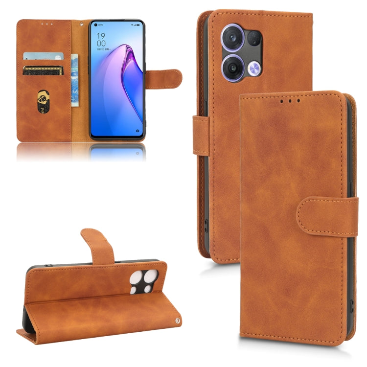Brown leather flip wallet phone case with magnetic closure and card slots