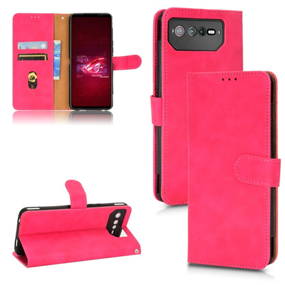 Rose red leather folio phone case with magnetic closure, card slots, and camera cutout