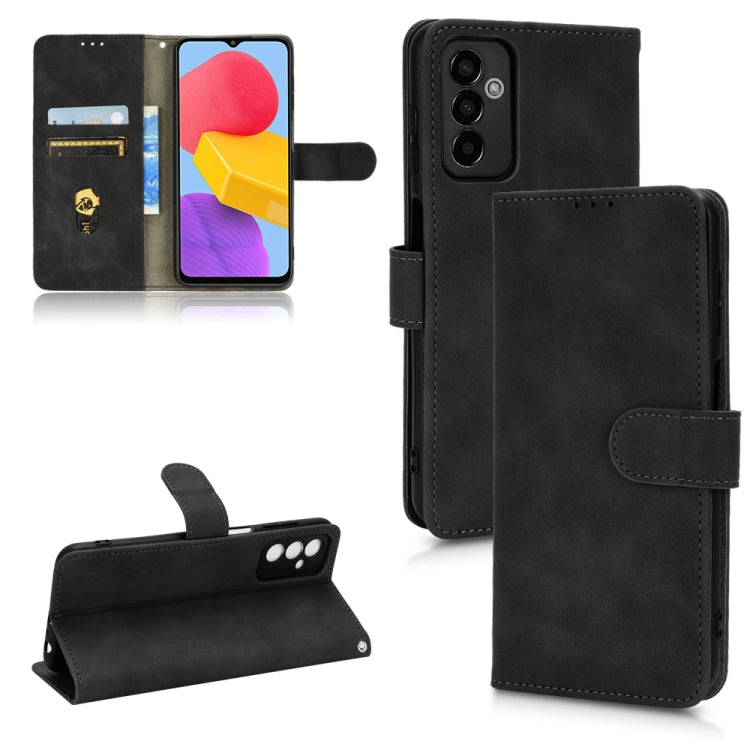 Black leather flip wallet phone case with magnetic closure and card slots