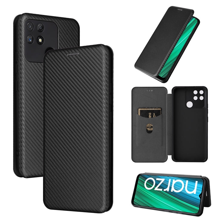 Black carbon fiber texture magnetic flip phone case with card slot and camera cutout