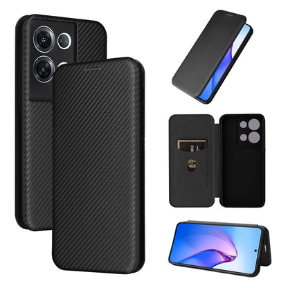 Black carbon fiber texture magnetic flip phone case with card slot and kickstand flip