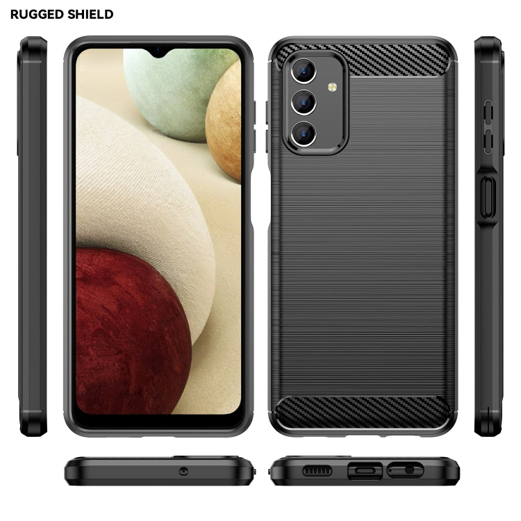 Rugged black TPU phone case set with brushed texture, carbon-fiber accents, and raised edges