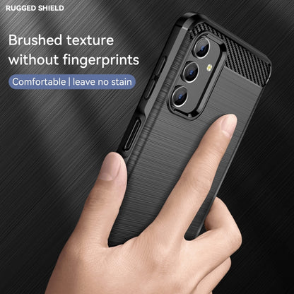 Black brushed TPU phone case with carbon-fiber corner texture and slim side grips