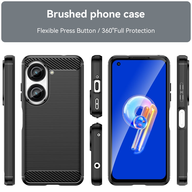 Brushed texture TPU phone case for Asus Zenfone 9, black, with cutouts