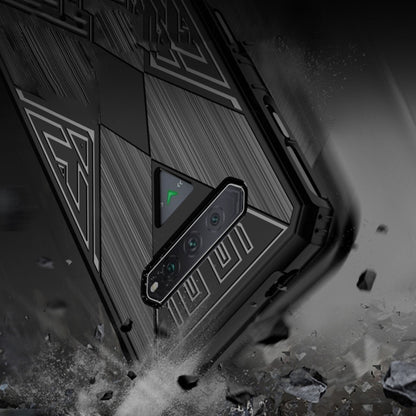Black and blue rugged TPU phone case with camera cutout and reinforced corners