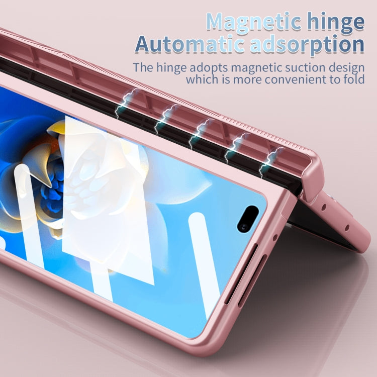 Pink hinged folding phone case with magnetic hinge design for Huawei Mate X2