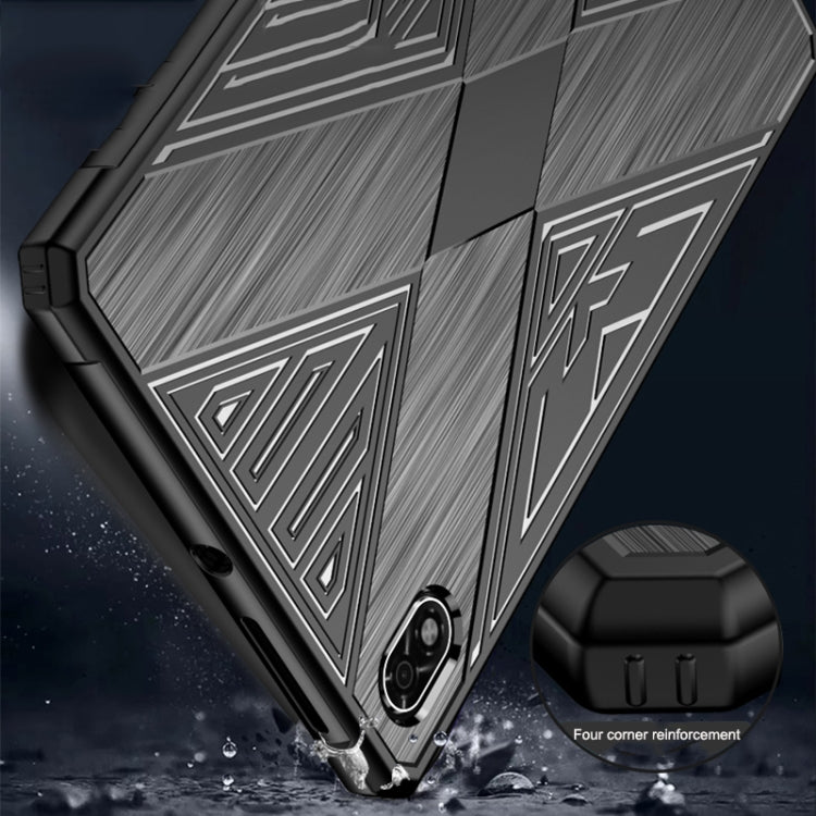 Reinforced corner TPU tablet case with geometric face, black/grey