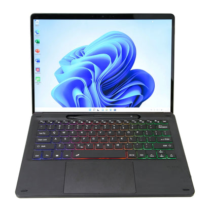 Foldable Bluetooth keyboard case with touchpad and multicolor backlit keys