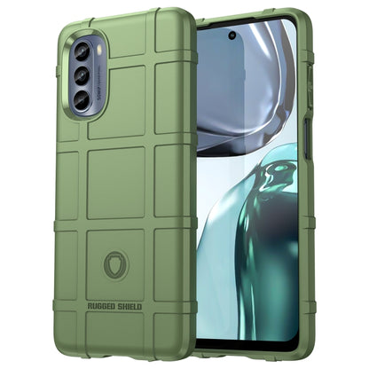 Green rugged TPU phone case with textured panels and camera cutout