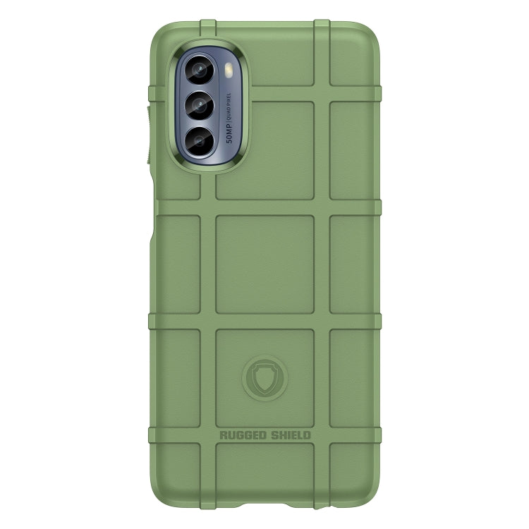 Green full-coverage TPU phone case with raised edges and triple camera cutout