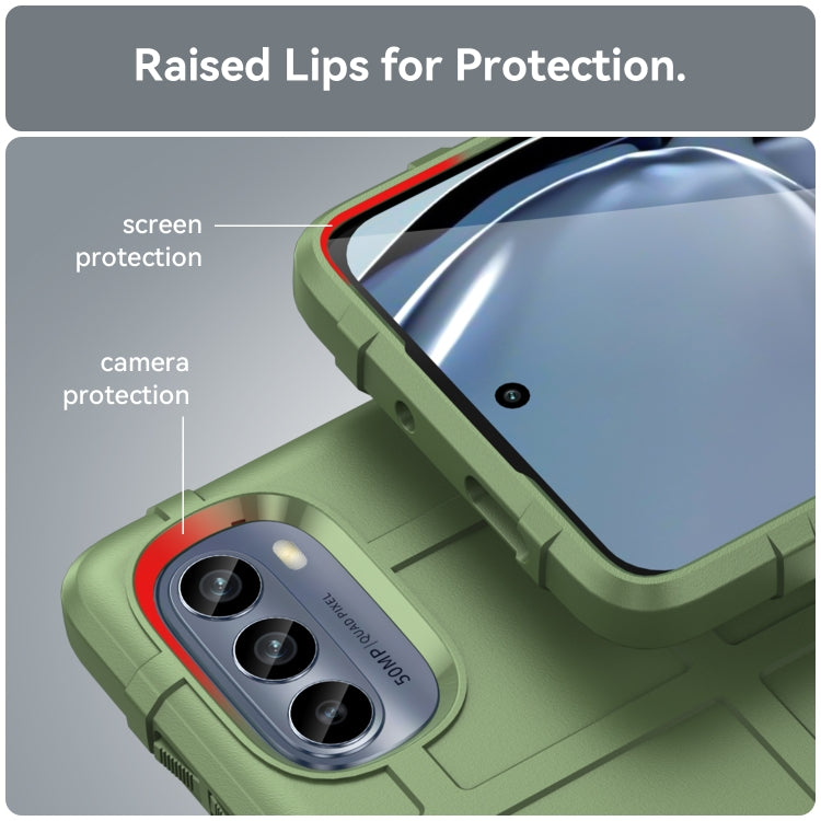 Green rugged TPU case with raised lips for camera and screen protection