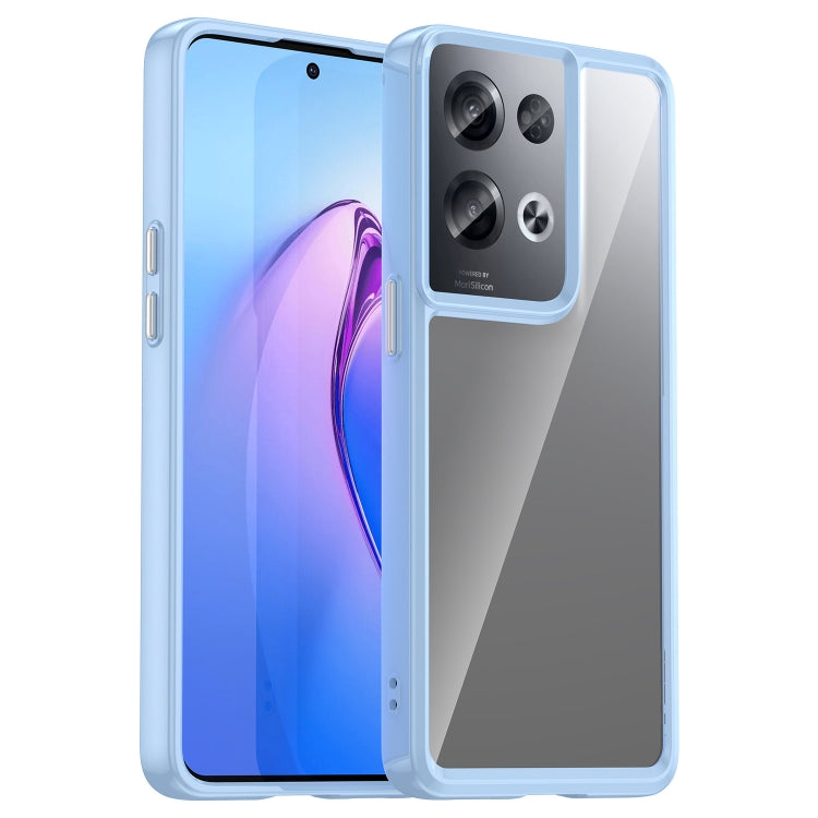 Transparent blue acrylic + TPU phone case with camera cutout and raised edges