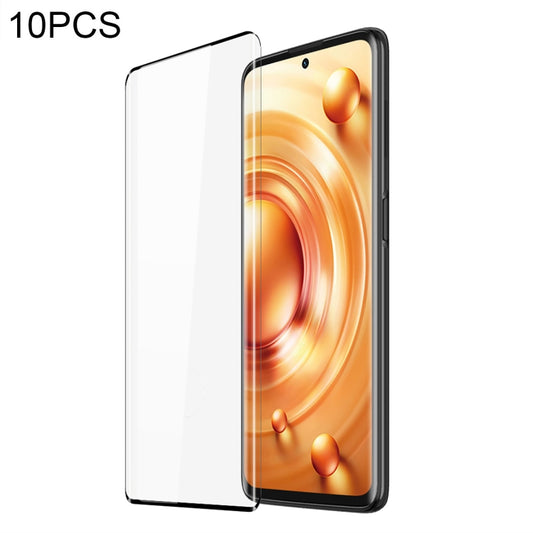 10-pack tempered glass screen protector film for smartphone, clear panel with black frame