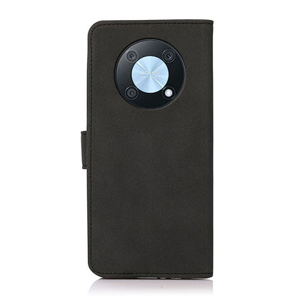 Matte leather phone case, black folio with circular camera cutout on the back