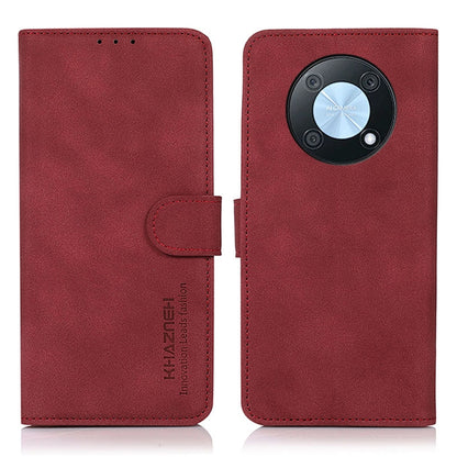 Matte leather phone case, red folio with front flap and side strap closure