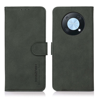 Matte leather phone case, green folio with front flap and side strap closure