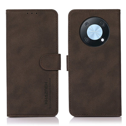 Matte leather phone case, brown folio with front flap and side strap closure