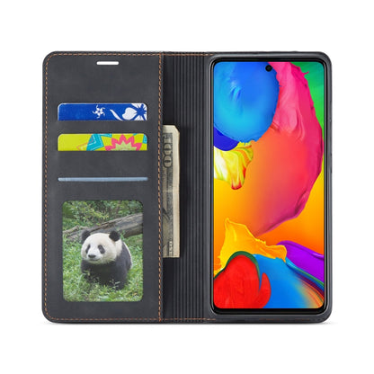 Black leather wallet flip phone case with card slots and photo window