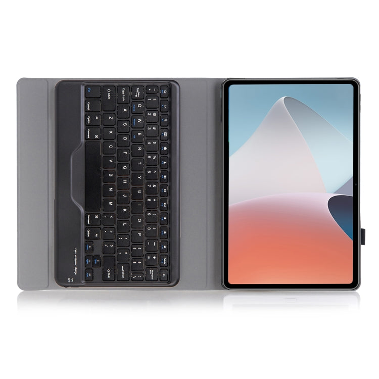 Open ultra-thin Bluetooth keyboard leather case with dark keyboard and tablet