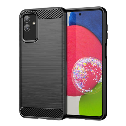 Brushed TPU phone case with carbon-fiber texture, dark grey/black finish, back and screen