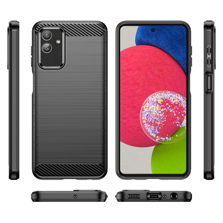 Brushed TPU phone case showing front, back, and side buttons; dark grey carbon-fiber accents
