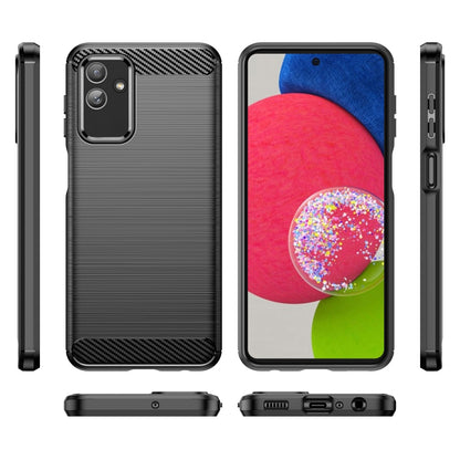 Brushed TPU phone case showing front, back, and side buttons; dark grey carbon-fiber accents