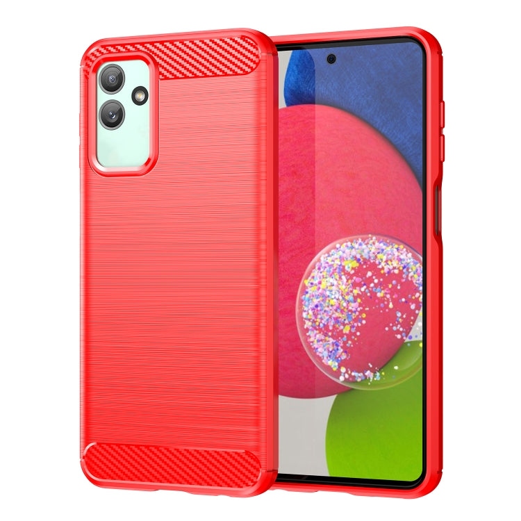Red brushed TPU phone case with carbon-fiber corner accents, back and front cover