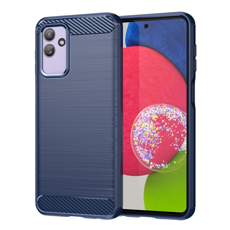 Brushed TPU phone case, blue-toned back with carbon-fiber accents, front and rear coverage