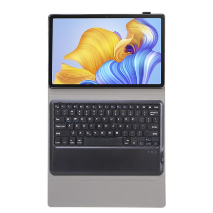 Detachable Bluetooth keyboard folio case, dark gray, open with keyboard attached