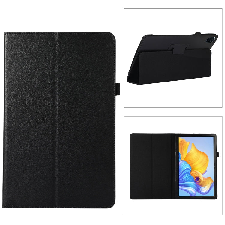 Black litchi-texture leather tablet case with fold stand holder