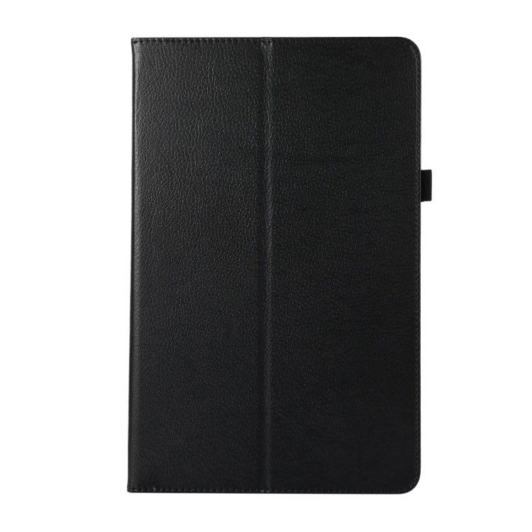 Black litchi-texture leather tablet case with front cover and stitched edges