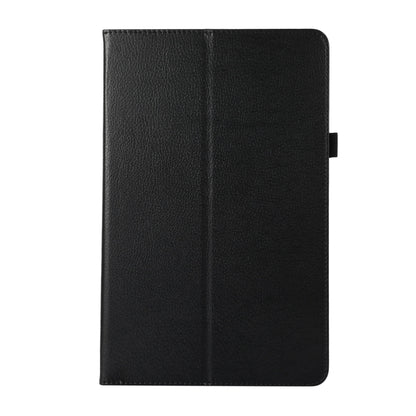 Black litchi-texture leather tablet case with front cover and stitched edges