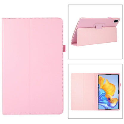 Pink litchi-texture leather tablet case with fold stand and tablet window
