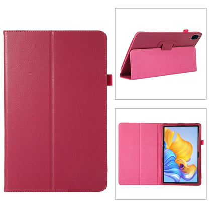 Rose red litchi-texture leather tablet case with fold stand holder