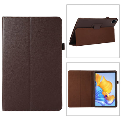 Brown litchi-texture leather tablet case with fold stand holder