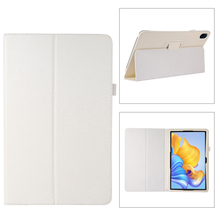 White litchi-texture leather tablet case with fold stand holder