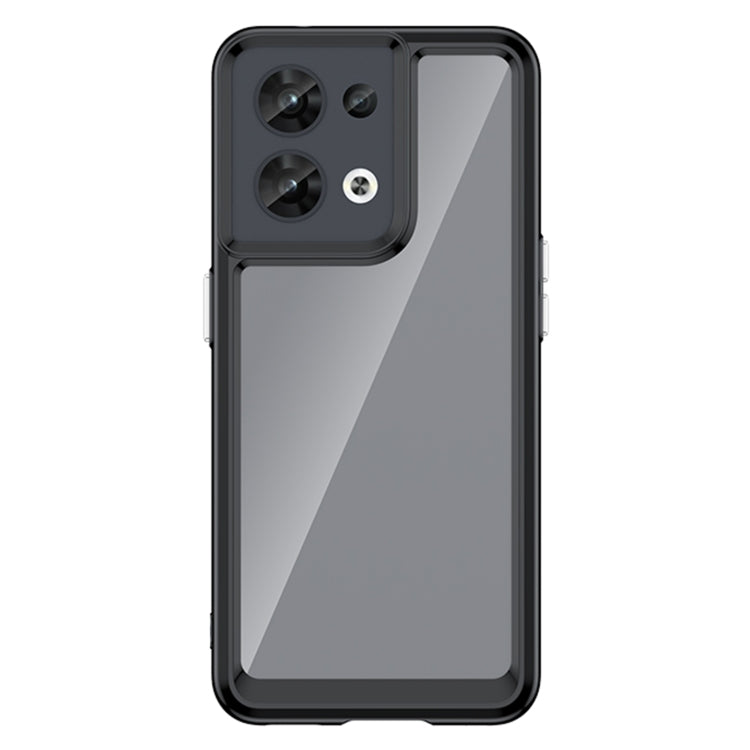Black rugged phone case with raised camera cutout and reinforced corners for OPPO Reno8 India