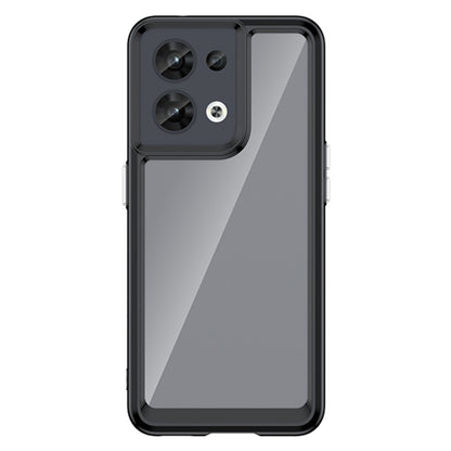 Black rugged phone case with raised camera cutout and reinforced corners for OPPO Reno8 India