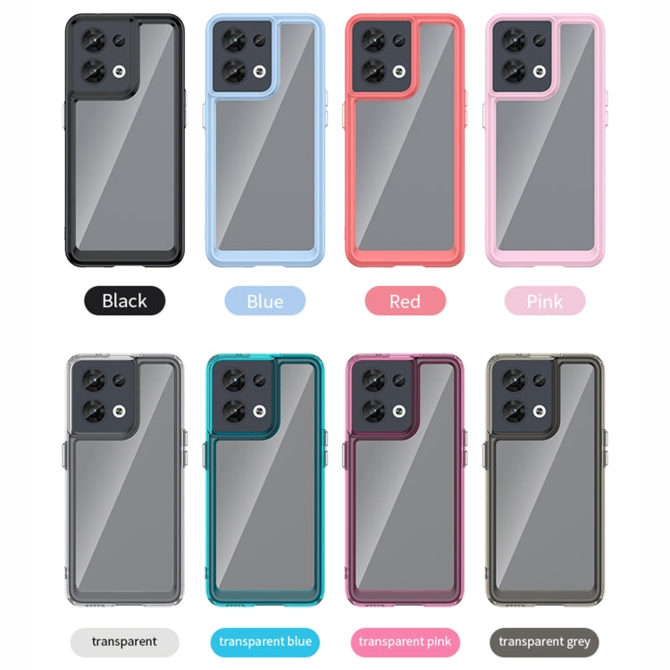 Color options phone cases: black, blue, red, pink, and transparent shades with camera cutout