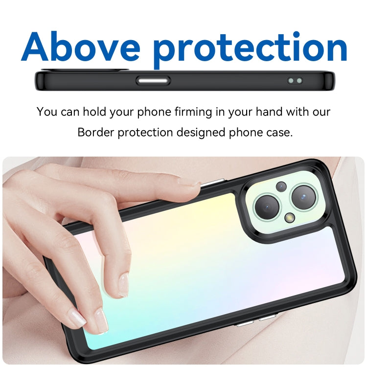 Phone case for OPPO Reno 7Z 5G, black border with clear iridescent back and camera opening