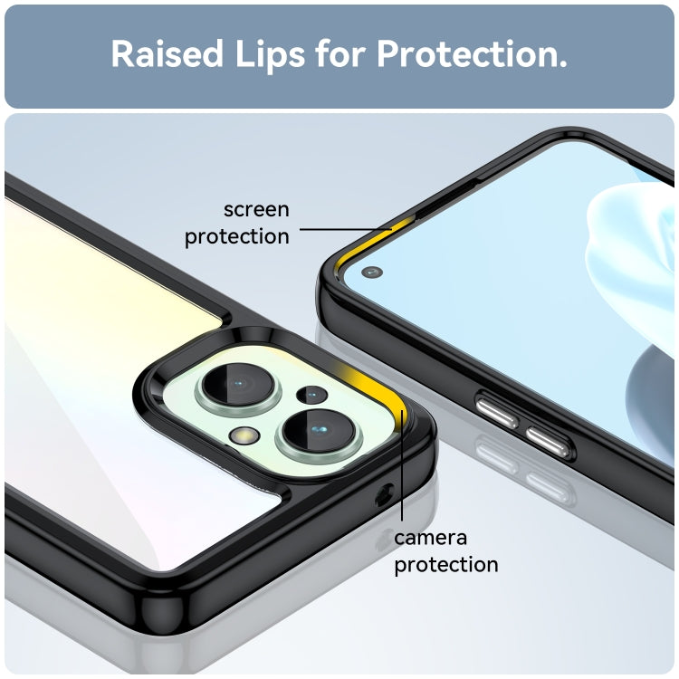 Phone case for OPPO Reno 7Z 5G showing raised lip edges, clear back, and camera protection
