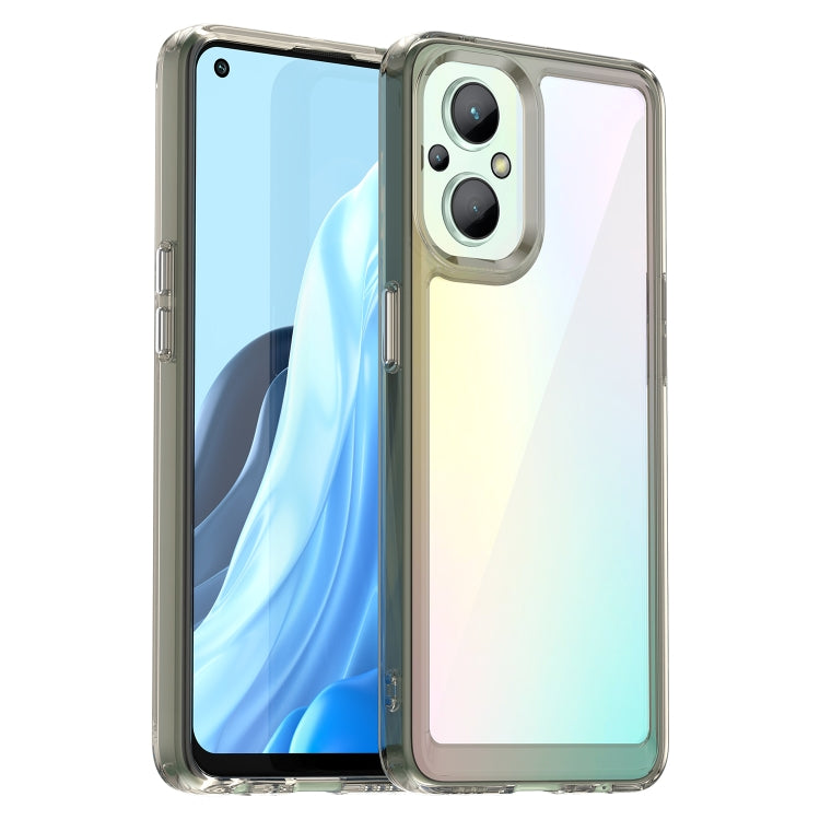 Phone case for OPPO Reno 7Z 5G, transparent grey bumper with clear back and dual camera cutout