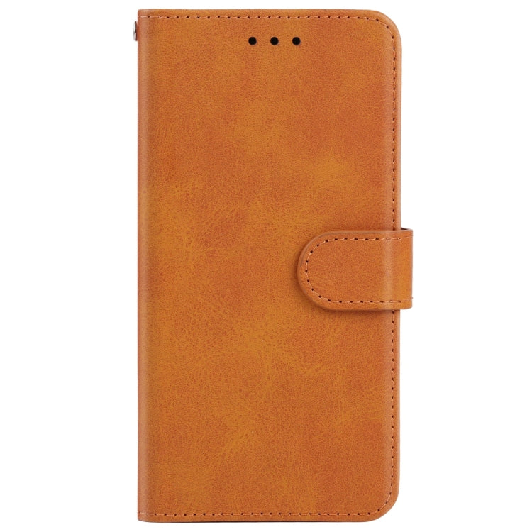 Brown leather folio phone case with side card holder and front flip cover