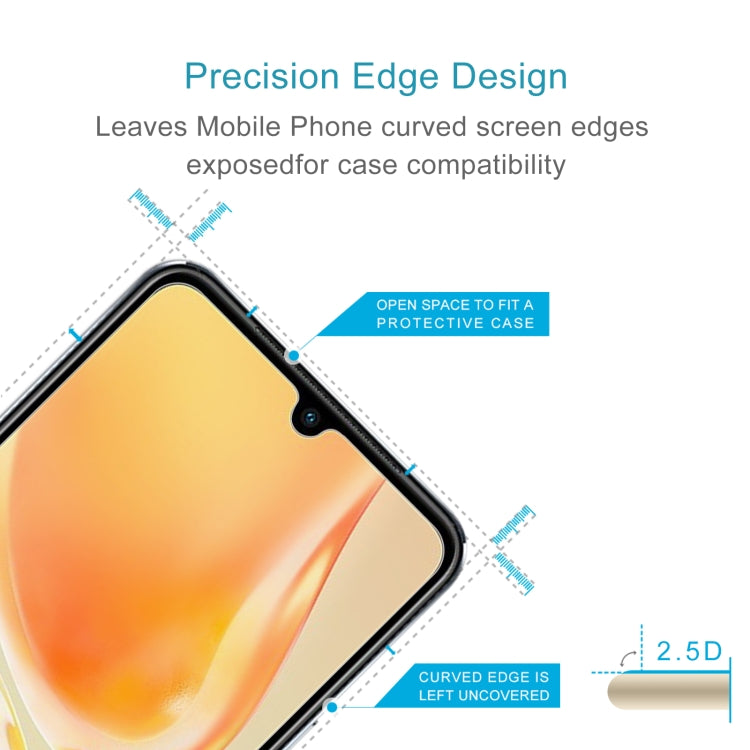 Tempered glass screen protector film with case-compatible curved 2.5D edges