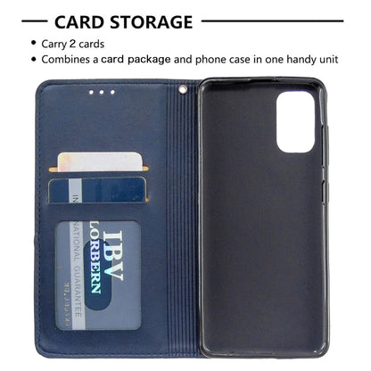 Blue wallet-style flip magnetic leather case with card slots and phone cover